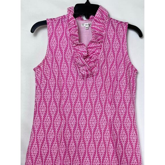 Tyler Boe Women's Size XS Pink/White Sleeveless Diamond Print Shift Dress - Picture 6 of 8